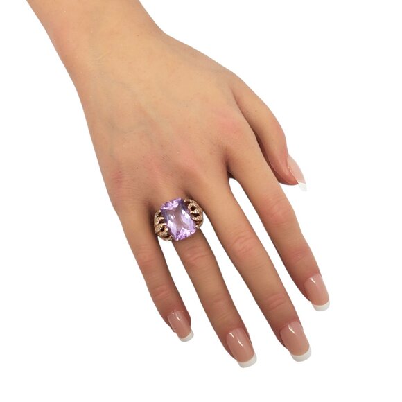 Sonia Bitton Sterling Silver Rose Gold Plated Purple Stone Ring Size 8 #22638 - Picture 8 of 9